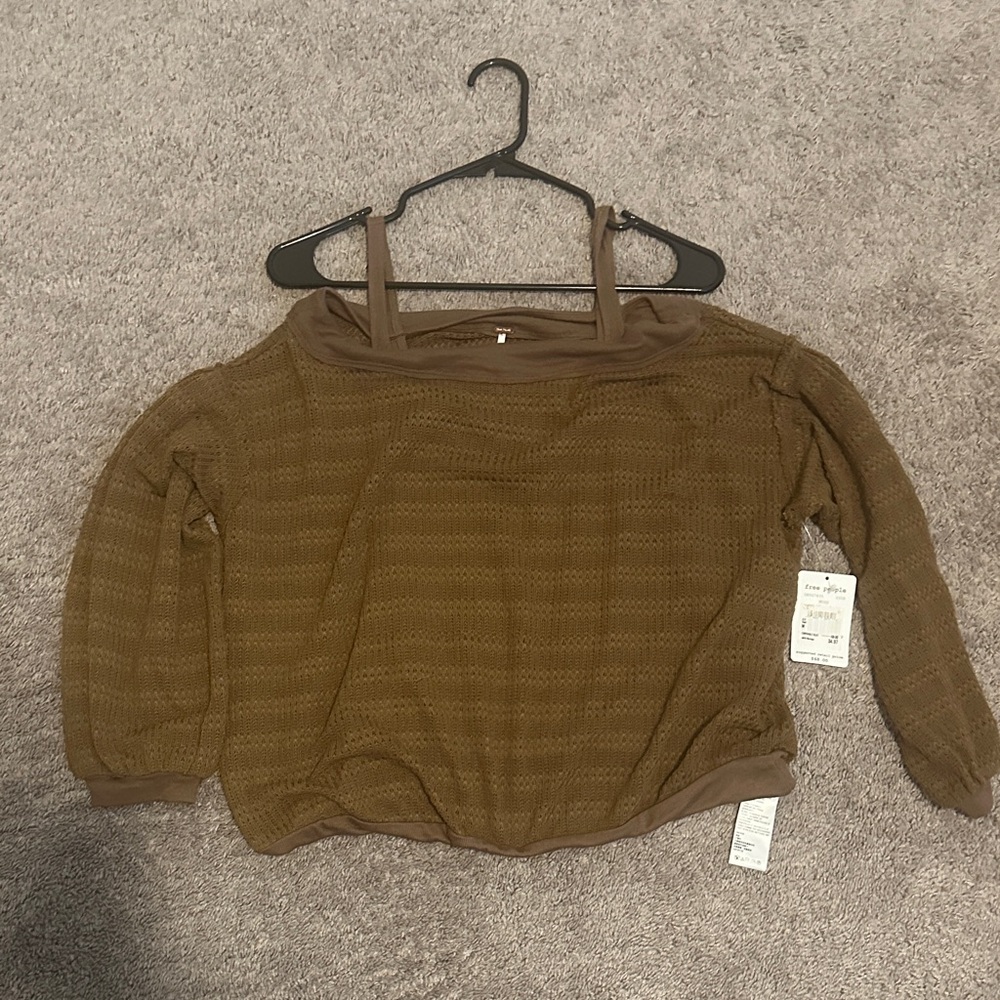 Free People Olive Knit Top